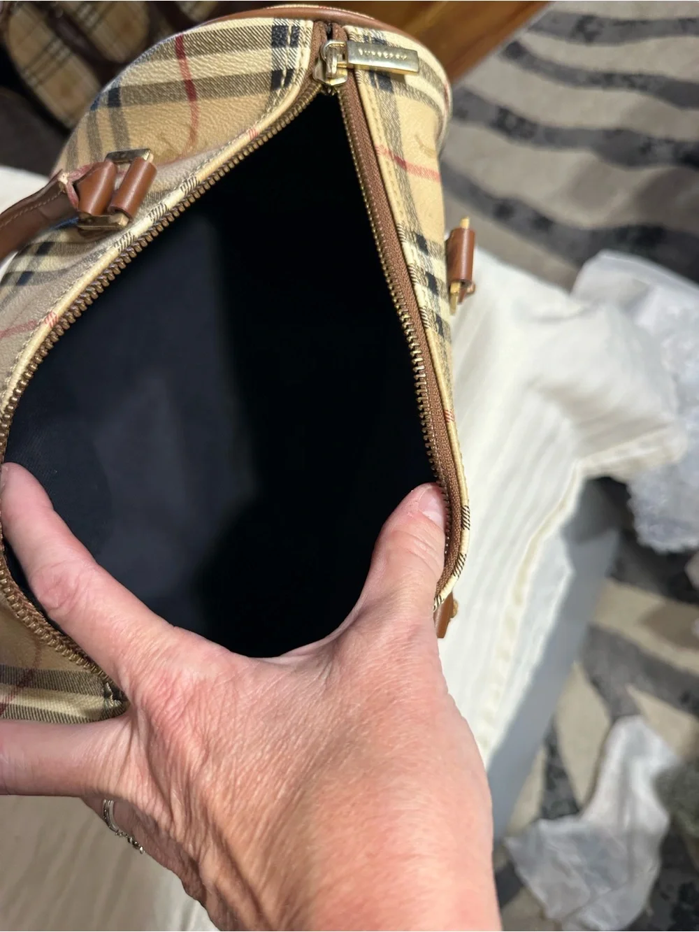 Burberry Brown Leather Logo satchel